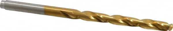 Hertel - 7/32" 135° Cobalt Jobber Drill - TiN Finish, Right Hand Cut, Spiral Flute, Straight Shank, 3-3/4" OAL, Split Point - Americas Industrial Supply