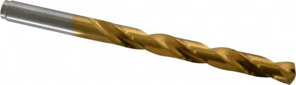 Hertel - 11/32" 135° Cobalt Jobber Drill - TiN Finish, Right Hand Cut, Spiral Flute, Straight Shank, 4-3/4" OAL, Split Point - Americas Industrial Supply