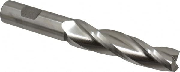 Made in USA - 1° Taper Angle per Side, 3/4" Small End Diam, 3-1/4" LOC, High Speed Steel 3 Flute Tapered Square End Mill - 5-3/4" OAL, 3/4" Shank Diam, Spiral Flute - Americas Industrial Supply