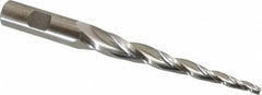 Made in USA - 3° Taper Angle per Side, 3/16" Small End Diam, 4" LOC, High Speed Steel 3 Flute Tapered Square End Mill - 6-1/2" OAL, 5/8" Shank Diam, Spiral Flute - Americas Industrial Supply