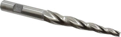 Made in USA - 3° Taper Angle per Side, 1/4" Small End Diam, 3-1/4" LOC, High Speed Steel 3 Flute Tapered Square End Mill - 5-1/2" OAL, 5/8" Shank Diam, Spiral Flute - Americas Industrial Supply