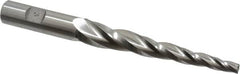 Made in USA - 3° Taper Angle per Side, 1/4" Small End Diam, 4" LOC, High Speed Steel 3 Flute Tapered Square End Mill - 6-1/2" OAL, 5/8" Shank Diam, Spiral Flute - Americas Industrial Supply