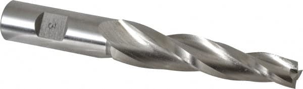 Made in USA - 3° Taper Angle per Side, 1/2" Small End Diam, 3-1/4" LOC, High Speed Steel 3 Flute Tapered Square End Mill - 5-1/2" OAL, 3/4" Shank Diam, Spiral Flute - Americas Industrial Supply