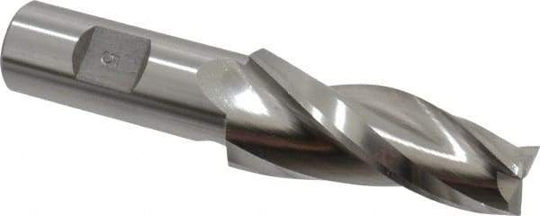 Made in USA - 5° Taper Angle per Side, 5/8" Small End Diam, 2-1/4" LOC, High Speed Steel 3 Flute Tapered Square End Mill - 4-1/2" OAL, 3/4" Shank Diam, Spiral Flute - Americas Industrial Supply