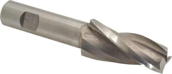 Made in USA - 5° Taper Angle per Side, 3/4" Small End Diam, 2-1/4" LOC, High Speed Steel 3 Flute Tapered Square End Mill - 4-3/4" OAL, 3/4" Shank Diam, Spiral Flute - Americas Industrial Supply