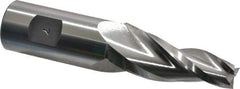 Made in USA - 7° Taper Angle per Side, 1/2" Small End Diam, 2-1/4" LOC, High Speed Steel 3 Flute Tapered Square End Mill - 4-3/4" OAL, 1" Shank Diam, Spiral Flute - Americas Industrial Supply