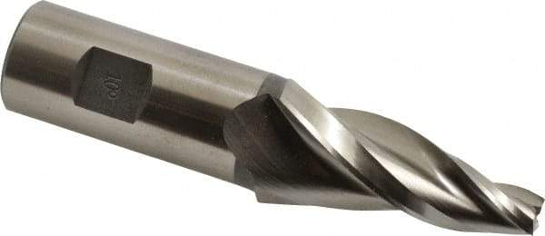 Made in USA - 10° Taper Angle per Side, 3/8" Small End Diam, 2-1/4" LOC, High Speed Steel 3 Flute Tapered Square End Mill - 4-5/8" OAL, 1" Shank Diam, Spiral Flute - Americas Industrial Supply