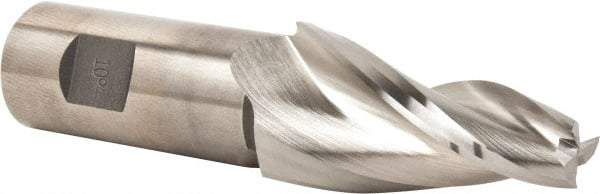 Made in USA - 10° Taper Angle per Side, 1/2" Small End Diam, 2-1/4" LOC, High Speed Steel 3 Flute Tapered Square End Mill - 4-3/4" OAL, 1" Shank Diam, Spiral Flute - Americas Industrial Supply
