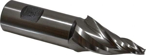 Made in USA - 15° Taper Angle per Side, 3/16" Small End Diam, 2" LOC, High Speed Steel 3 Flute Tapered Square End Mill - 4-1/2" OAL, 1" Shank Diam, Spiral Flute - Americas Industrial Supply