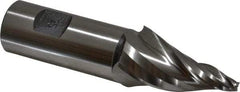 Made in USA - 15° Taper Angle per Side, 3/16" Small End Diam, 2" LOC, High Speed Steel 3 Flute Tapered Square End Mill - 4-1/2" OAL, 1" Shank Diam, Spiral Flute - Americas Industrial Supply