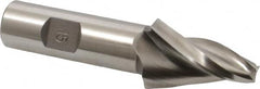 Made in USA - 15° Taper Angle per Side, 5/16" Small End Diam, 1-1/2" LOC, High Speed Steel 3 Flute Tapered Square End Mill - 3-3/4" OAL, 3/4" Shank Diam, Spiral Flute - Americas Industrial Supply