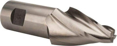Made in USA - 15° Taper Angle per Side, 1/2" Small End Diam, 2-1/4" LOC, High Speed Steel 4 Flute Tapered Square End Mill - 4-3/4" OAL, 1-1/4" Shank Diam, Spiral Flute - Americas Industrial Supply