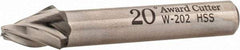 Made in USA - 20° Taper Angle per Side, 1/8" Small End Diam, 1/2" LOC, High Speed Steel 3 Flute Tapered Square End Mill - 2-1/2" OAL, 3/8" Shank Diam, Spiral Flute - Americas Industrial Supply