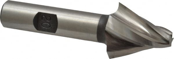 Made in USA - 20° Taper Angle per Side, 1/4" Small End Diam, 1" LOC, High Speed Steel 4 Flute Tapered Square End Mill - 3" OAL, 1/2" Shank Diam, Spiral Flute - Americas Industrial Supply