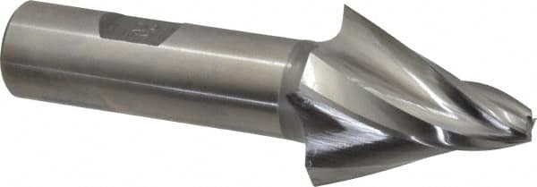 Made in USA - 20° Taper Angle per Side, 1/4" Small End Diam, 1-1/2" LOC, High Speed Steel 4 Flute Tapered Square End Mill - 3-7/8" OAL, 3/4" Shank Diam, Spiral Flute - Americas Industrial Supply
