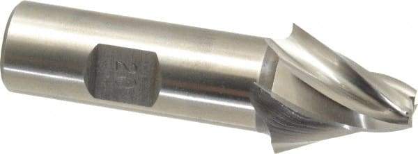 Made in USA - 20° Taper Angle per Side, 5/16" Small End Diam, 1" LOC, High Speed Steel 4 Flute Tapered Square End Mill - 3-3/8" OAL, 3/4" Shank Diam, Spiral Flute - Americas Industrial Supply