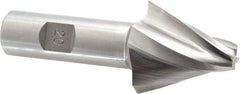 Made in USA - 20° Taper Angle per Side, 3/8" Small End Diam, 1-1/2" LOC, High Speed Steel 4 Flute Tapered Square End Mill - 3-7/8" OAL, 3/4" Shank Diam, Spiral Flute - Americas Industrial Supply