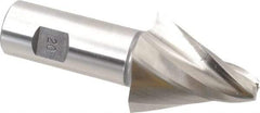 Made in USA - 20° Taper Angle per Side, 3/8" Small End Diam, 2" LOC, High Speed Steel 4 Flute Tapered Square End Mill - 4-1/2" OAL, 1" Shank Diam, Spiral Flute - Americas Industrial Supply