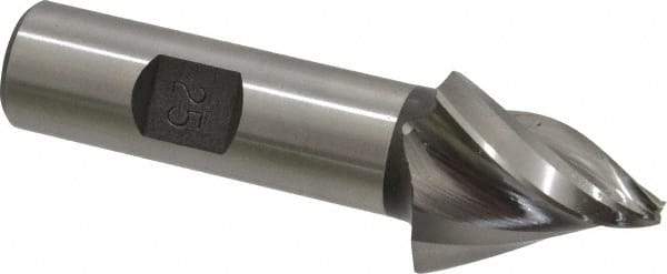 Made in USA - 25° Taper Angle per Side, 1/8" Small End Diam, 1" LOC, High Speed Steel 3 Flute Tapered Square End Mill - 3" OAL, 5/8" Shank Diam, Spiral Flute - Americas Industrial Supply