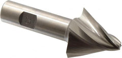 Made in USA - 25° Taper Angle per Side, 1/4" Small End Diam, 1-1/2" LOC, High Speed Steel 4 Flute Tapered Square End Mill - 3-3/4" OAL, 3/4" Shank Diam, Spiral Flute - Americas Industrial Supply