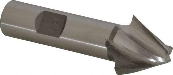 Made in USA - 25° Taper Angle per Side, 5/16" Small End Diam, 3/4" LOC, High Speed Steel 4 Flute Tapered Square End Mill - 3" OAL, 5/8" Shank Diam, Spiral Flute - Americas Industrial Supply