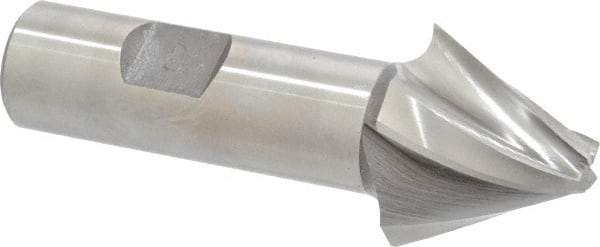 Made in USA - 25° Taper Angle per Side, 5/16" Small End Diam, 1" LOC, High Speed Steel 4 Flute Tapered Square End Mill - 3-3/8" OAL, 3/4" Shank Diam, Spiral Flute - Americas Industrial Supply