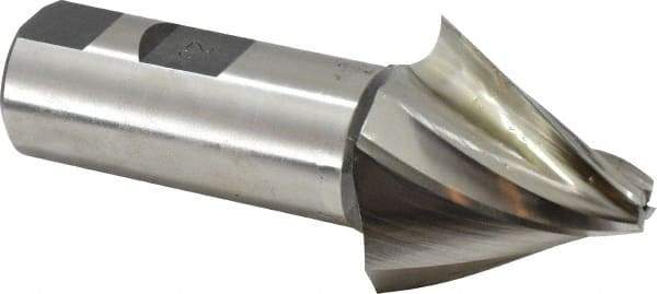 Made in USA - 25° Taper Angle per Side, 5/16" Small End Diam, 1-1/2" LOC, High Speed Steel 4 Flute Tapered Square End Mill - 4" OAL, 1" Shank Diam, Spiral Flute - Americas Industrial Supply