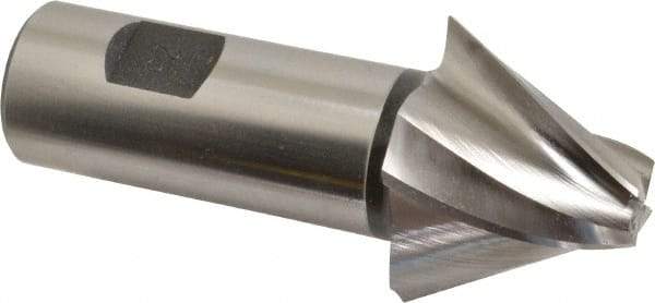Made in USA - 25° Taper Angle per Side, 1/2" Small End Diam, 1-1/4" LOC, High Speed Steel 4 Flute Tapered Square End Mill - 3-3/4" OAL, 1" Shank Diam, Spiral Flute - Americas Industrial Supply