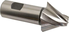 Made in USA - 25° Taper Angle per Side, 1/2" Small End Diam, 1-1/4" LOC, High Speed Steel 4 Flute Tapered Square End Mill - 3-3/4" OAL, 1" Shank Diam, Spiral Flute - Americas Industrial Supply