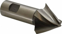 Made in USA - 30° Taper Angle per Side, 3/8" Small End Diam, 1-1/4" LOC, High Speed Steel 4 Flute Tapered Square End Mill - 3-3/4" OAL, 1" Shank Diam, Spiral Flute - Americas Industrial Supply