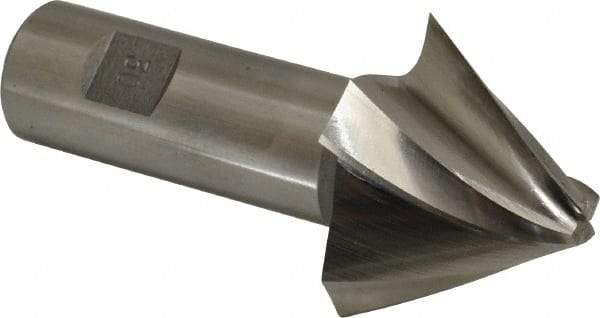 Made in USA - 30° Taper Angle per Side, 3/8" Small End Diam, 1-1/2" LOC, High Speed Steel 4 Flute Tapered Square End Mill - 4" OAL, 1" Shank Diam, Spiral Flute - Americas Industrial Supply
