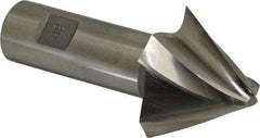 Made in USA - 30° Taper Angle per Side, 3/8" Small End Diam, 1-1/2" LOC, High Speed Steel 4 Flute Tapered Square End Mill - 4" OAL, 1" Shank Diam, Spiral Flute - Americas Industrial Supply