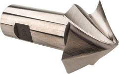 Made in USA - 45° Taper Angle per Side, 1/8" Small End Diam, 1" LOC, High Speed Steel 4 Flute Tapered Square End Mill - 3-3/4" OAL, 1" Shank Diam - Americas Industrial Supply