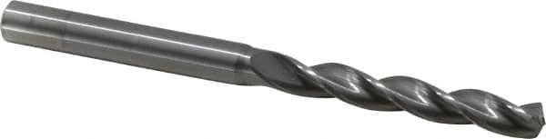 Kennametal - #1 130° Solid Carbide Jobber Drill - Bright Finish, Right Hand Cut, Spiral Flute, Straight Shank, 3.23" OAL, Standard Point - Americas Industrial Supply