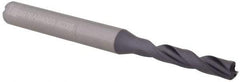Kennametal - 4.0005mm 140° Spiral Flute Solid Carbide Screw Machine Drill Bit - Multilayer TiAlN Finish, Right Hand Cut, 24mm Flute Length, 66mm OAL, Standard Point, Straight Shank, Through Coolant - Americas Industrial Supply