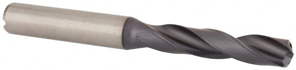 Kennametal - 8.5mm 140° Spiral Flute Solid Carbide Screw Machine Drill Bit - Multilayer TiAlN Finish, Right Hand Cut, 47mm Flute Length, 89mm OAL, Standard Point, Straight Shank, Through Coolant - Americas Industrial Supply