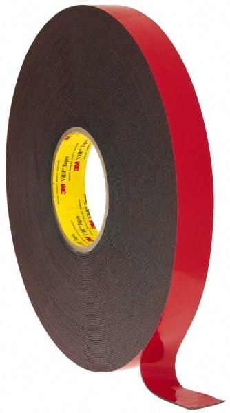 3M - 1" x 36 Yd Acrylic Adhesive Double Sided Tape - 45 mil Thick, Black, Acrylic Foam Liner, Continuous Roll, Series 5952 - Americas Industrial Supply