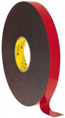 3M - 1" x 36 Yd Acrylic Adhesive Double Sided Tape - 45 mil Thick, Black, Acrylic Foam Liner, Continuous Roll, Series 5952 - Americas Industrial Supply