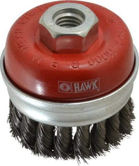 Value Collection - 3" Diam, 5/8-11 Threaded Arbor, Steel Fill Cup Brush - 0.0137 Wire Diam, 11,000 Max RPM - Americas Industrial Supply