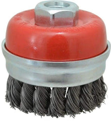 Value Collection - 3" Diam, 5/8-11 Threaded Arbor, Steel Fill Cup Brush - 0.02 Wire Diam, 11,000 Max RPM - Americas Industrial Supply