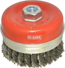 Value Collection - 4" Diam, 5/8-11 Threaded Arbor, Steel Fill Cup Brush - 0.0314 Wire Diam, 8,500 Max RPM - Americas Industrial Supply