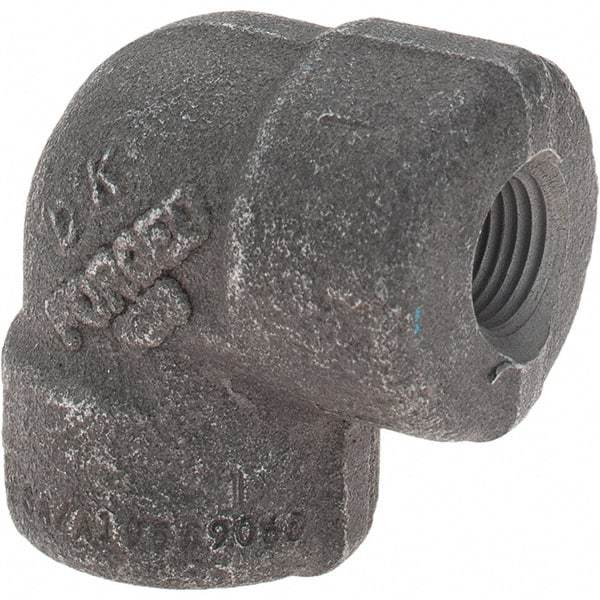 Made in USA - Size 1/8", Class 3,000, Forged Carbon Steel Black Pipe 90° Elbow - 3,000 psi, Threaded End Connection - Americas Industrial Supply