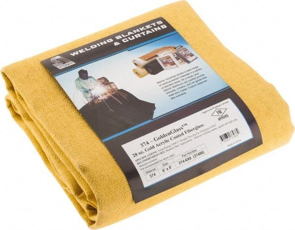 Steiner - 8' High x 6' Wide x 0.051" Thick Acrylic Coated Fiberglass Welding Blanket - Gold, Grommet - Americas Industrial Supply