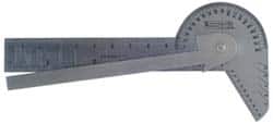SPI - 4" Combination Square Set - 1/32 & 1/64" (English/Metric) Graduation, Stainless Steel Blade, Stainless Steel Center, Protractor & Square Head - Americas Industrial Supply