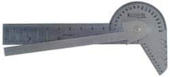 SPI - 4" Combination Square Set - 1/32 & 1/64" (English/Metric) Graduation, Stainless Steel Blade, Stainless Steel Center, Protractor & Square Head - Americas Industrial Supply