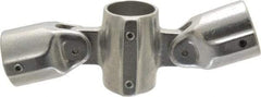 Hollaender - 1-1/2" Pipe, Adjustable Cross Assembly, Aluminum Alloy Cross Pipe Rail Fitting - Bright Finish - Americas Industrial Supply