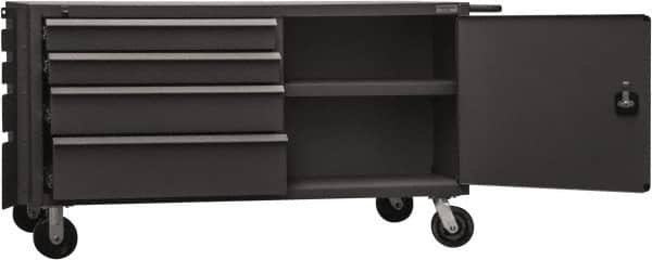 Durham - 4,000 Lb Capacity, 1 Shelf, 8 Drawer, 2 Door Mobile Cabinet - 60" Wide x 30" Deep x 34" High, Steel, Gray - Americas Industrial Supply