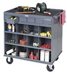 Durham - 1,000 Lb Capacity, 12 Drawer, 16 Bin, 2 Door Mobile Cabinet - 24" Wide x 24" Deep x 36" High, Steel, Gray - Americas Industrial Supply