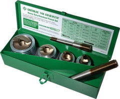 Greenlee - 7 Piece, 22.5 to 43.2mm Punch Hole Diam, Hydraulic Knockout Set - Round Punch, 10 Gage Mild Steel - Americas Industrial Supply