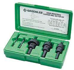 Greenlee - 5 Piece, 7/8" to 1-3/8" Saw Diam, Hole Saw Kit - Carbide-Tipped, Pilot Drill Model No. 123CT, Includes 3 Hole Saws - Americas Industrial Supply